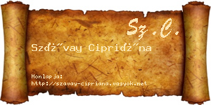 Szávay Cipriána névjegykártya